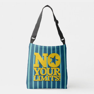 No Your Limits! Gold Text Blue Stripes Crossbody Bag