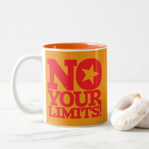 No Your Limits! Red Text Orange BG Two-Tone Coffee Mug