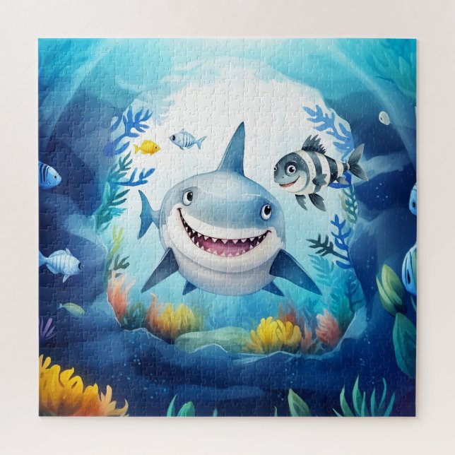 Noa the Shark and Casper, Her Best Fish Friend Jigsaw Puzzle (Vertical)