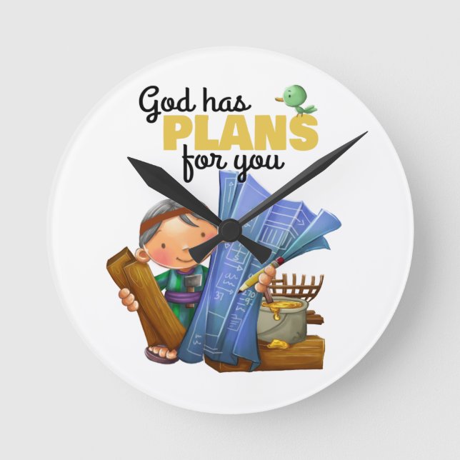 Noah and ark Bible verse kids wall clock (Front)