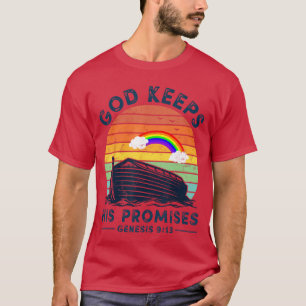 Noah Ark Rainbow Jesus Christian God Keeps His Pro T-Shirt