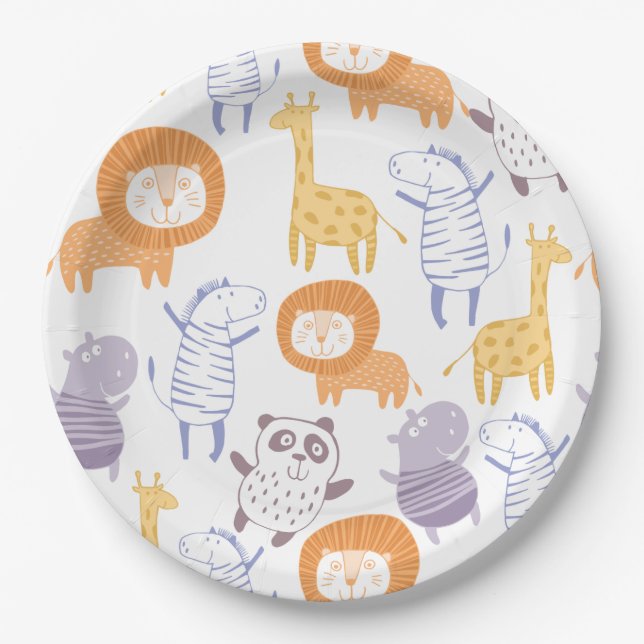 Noah Collection Zoo Animals Paper Plates (Front)