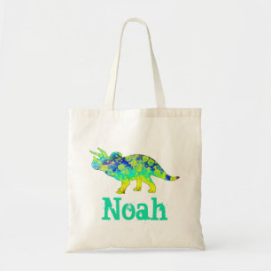 Noah Colorful Triceratops Jurassic Dinosaur Art Tote Bag