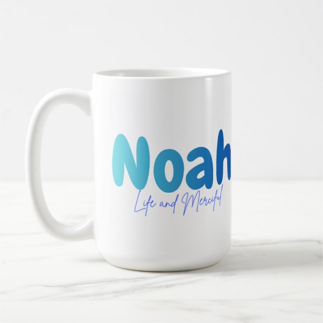 Noah Name Gift - Life and Merciful - Personalized  Coffee Mug (Left)