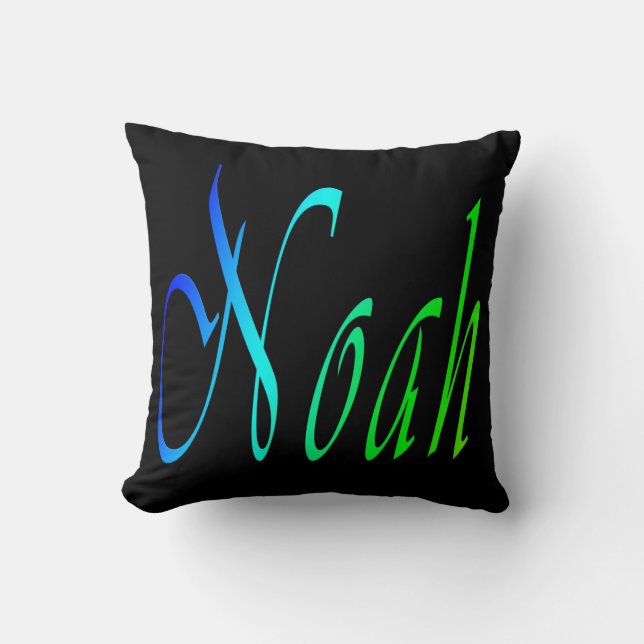 Noah, Name, Logo, Black Throw Cushion (Front)