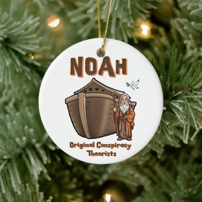 Noah Original Conspiracy Theorist Christian Humour Ceramic Tree Decoration (Tree)