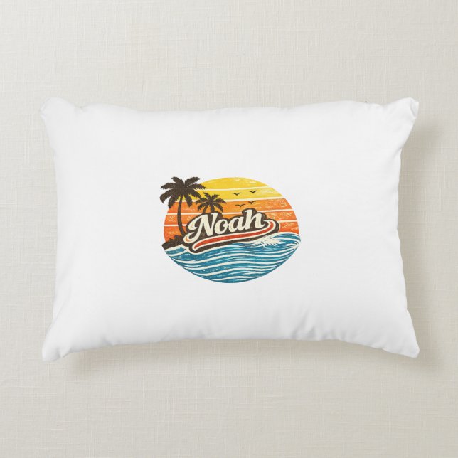 Noah Retro Sunset Name Design Decorative Cushion (Front)