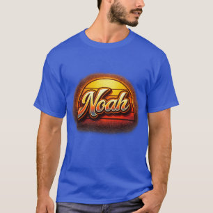 Noah Retro Sunset Personalized Name Design Vintage T-Shirt