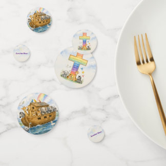 Noah’s Ark Baby Animals w/ Cross Watercolor Confetti