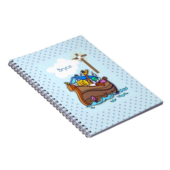 Noah’s Ark Baptism, Boy Blue Spiral Notebook (Right Side)