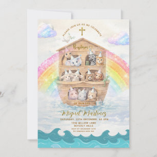 Noah’s Ark Baptism Invitation   Baby Animals