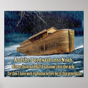 Noah"s ark Christian print posters with scripture