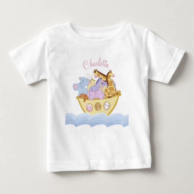 Noah’s Ark personalized name Baby Bodysuit (Front)