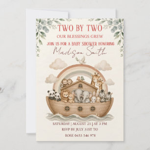Noah’s Ark Twin Baby Shower Invitation