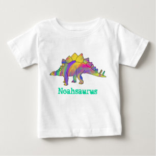 Noah saurus Colourful Stegosaurus Dinosaur Art Baby T-Shirt