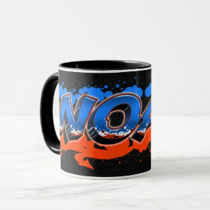 Noah Vorname Name Graffiti blue orange Tasse Mug