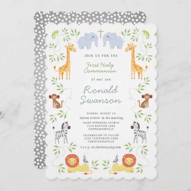 Noah's Ark Animals Communion Invitation (Front/Back)