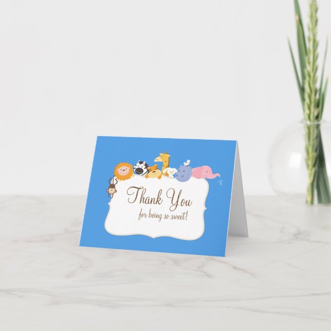Noah's Ark Animals Thank You Note Card (Front)