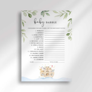 Noah's Ark Baby Shower Baby Babble Game Invitation