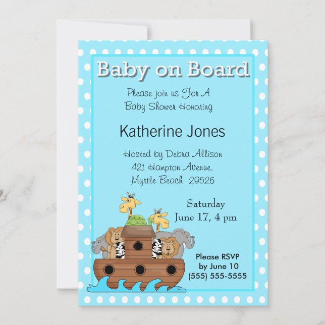 Noah's Ark Baby Shower Invitation (Front)