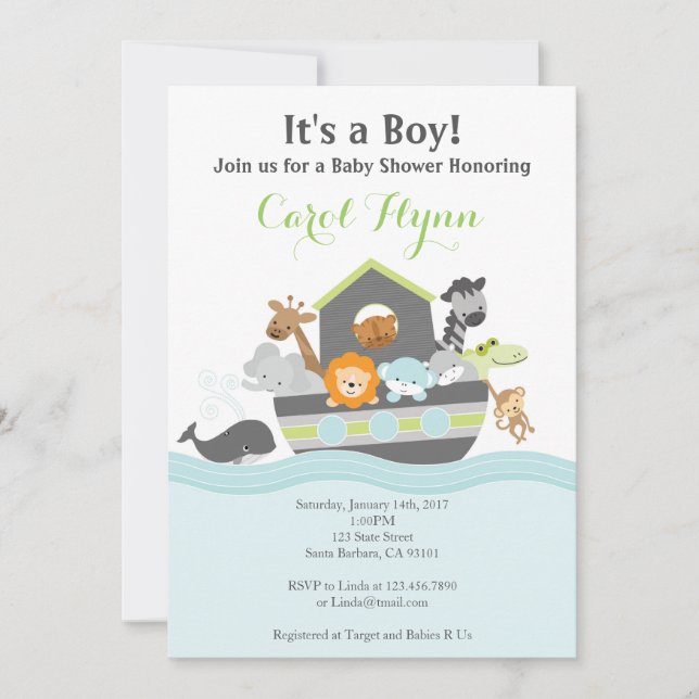 Noah's Ark Baby Shower Invitation (Front)