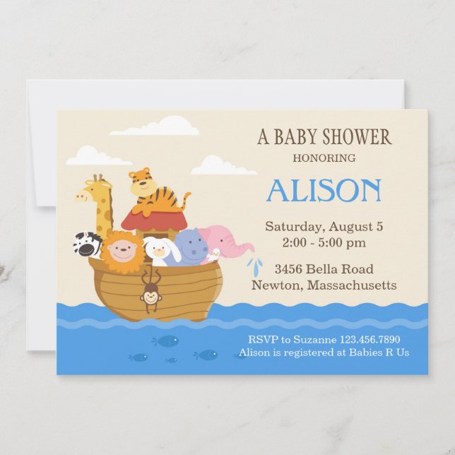 Noah's Ark Baby Shower Invite (Front)