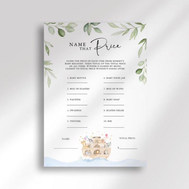 Noah's Ark Baby Shower Price Game Invitation (Creator Uploaded)