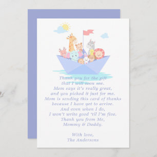 Noah's Ark Baby Shower Thank You Card