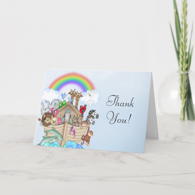 Noah's Ark Baby Shower Thank You Card (Front)