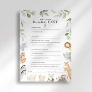 Noah's Ark Baby Shower Who Knows Mummy Best Game Invitation