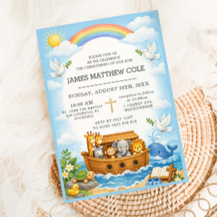 Noah's Ark Bible Story Baptism Christening Invitation