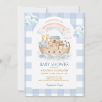 Noah's Ark Blue Gingham Rainbbow Baby Shower