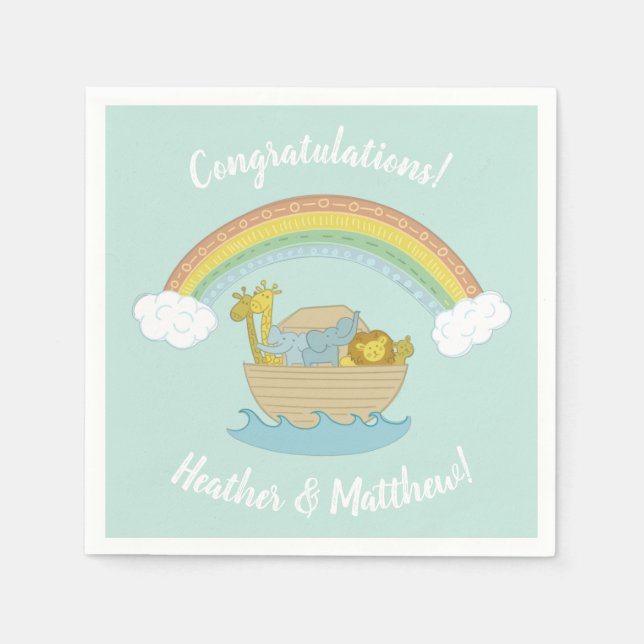 Noah's Ark Boho Baby Shower Napkin (Front)