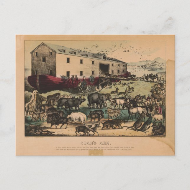 Noah's Ark by Currier & Ives (1868-78) Postcard (Front)