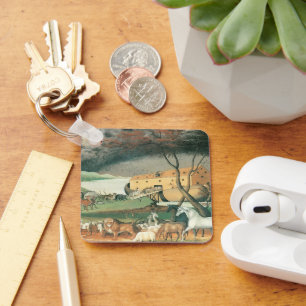 Noah's Ark by Edward Hicks, Vintage Folk Art Key Ring
