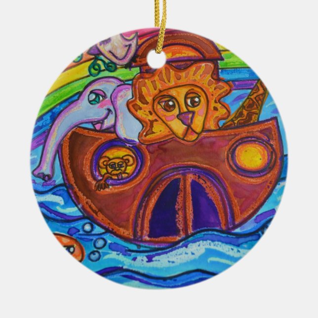 Noah's Ark Ceramic Tree Decoration (Front)