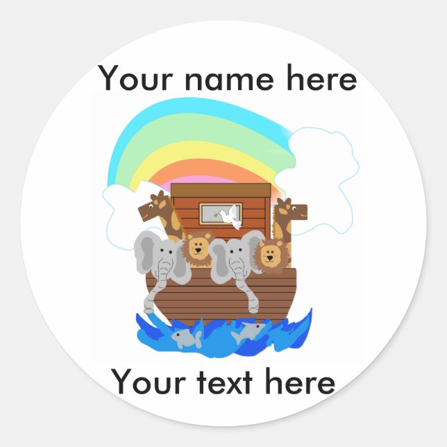 Noah's Ark Customisable Classic Round Sticker (Front)
