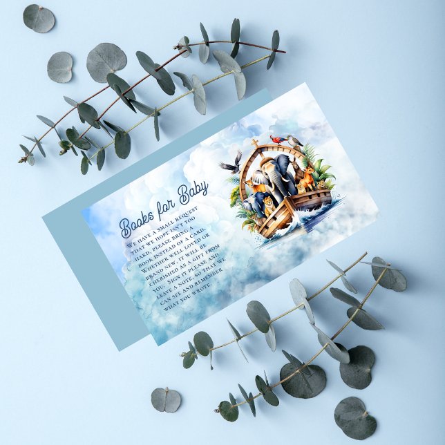 Noah's Ark Cute Animals Baby Shower Books for Baby Enclosure Card (Noah's Ark Cute Animals Boy Baby Shower Books for Baby Enclosure Card)