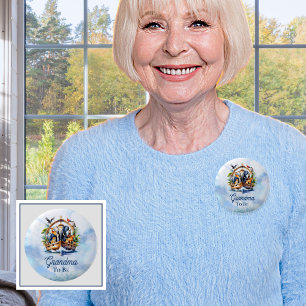 Noah's Ark Cute Animals Blue Boy Grandma to Be 6 Cm Round Badge