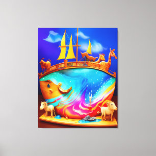 Noah's Ark Cute Child's  Canvas Print