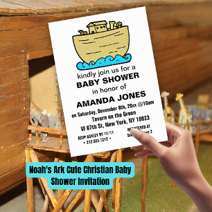 Noah's Ark Cute Christian Baby Shower Invitation
