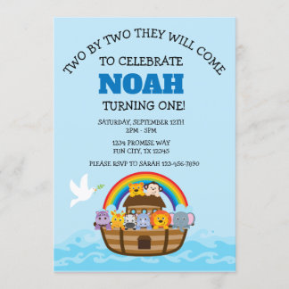 Noah's Ark First Birthday Party for Boys Invitation