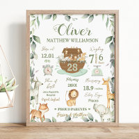 Noah's Ark Greenery Baby Birth Stats Nursery