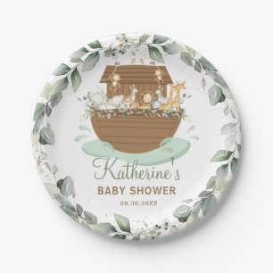 Noah's Ark Greenery Baby Shower Birthday Baptism Paper Plate