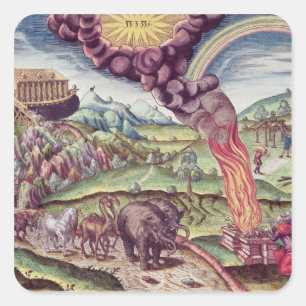 Noah's Ark, illustration from 'Brevis Narratio' Square Sticker