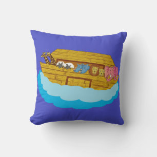 Noah's Ark illustration Rainbow Funny Elephant Cushion