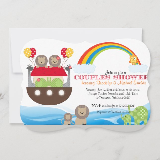 Noah's Ark Invitation - Couples Baby Shower (Front)