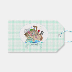 Noah's Ark Mint Green Gingham Thank You Gift Gift Tags