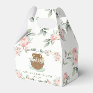 Noah's Ark Pink Floral Greenery Girl Baby Shower Favour Box