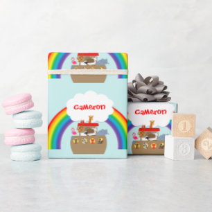 Noah's Ark Rainbow and Cloud Personalised Wrapping Paper